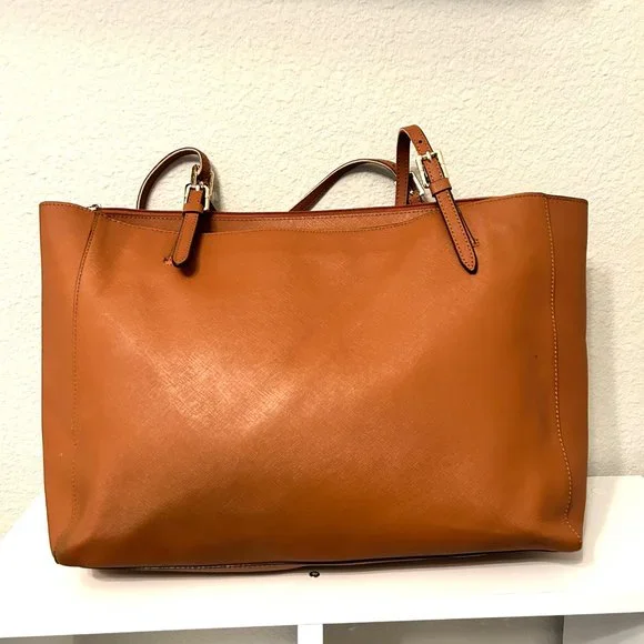 Tory Burch York Tan Saffiano Leather Tote Bag